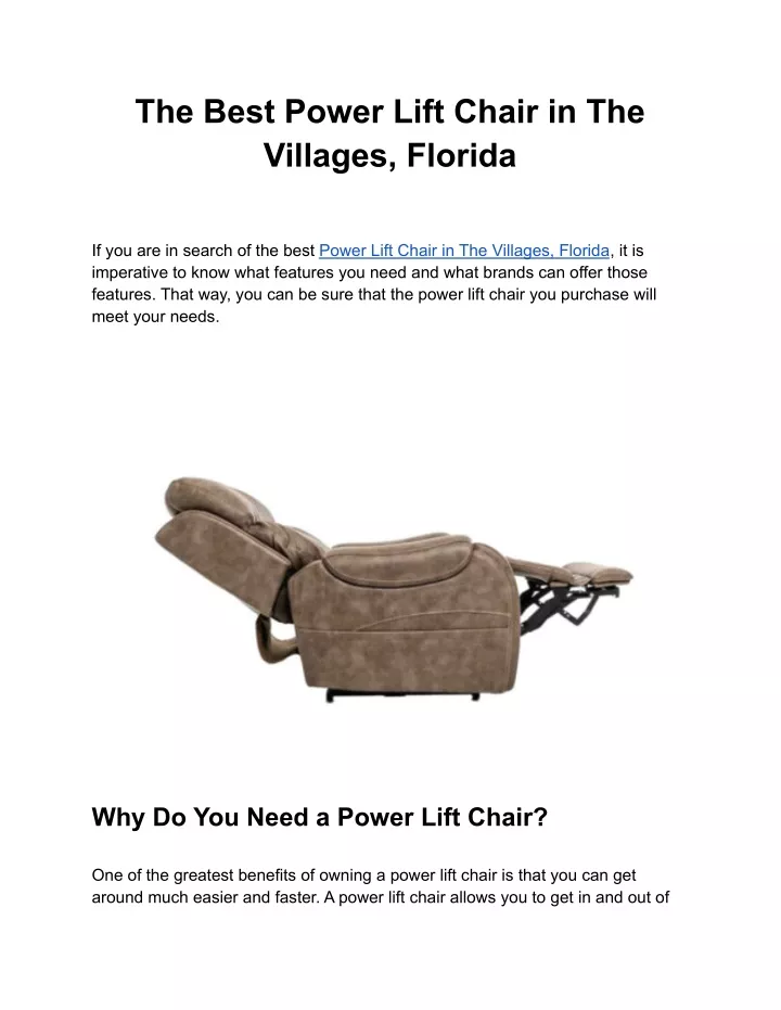 the best power lift chair in the villages florida