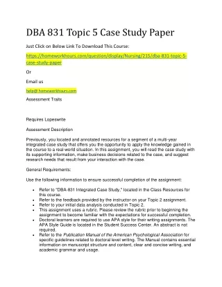 dba 831 topic 5 case study paper
