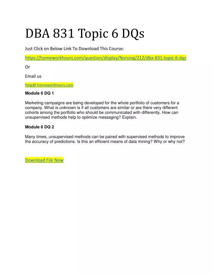 dba 831 topic 6 dqs