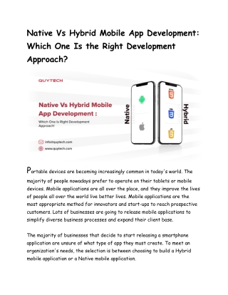 Native Vs Hybrid Mobile App Development_ Which One Is the Right Development Approach