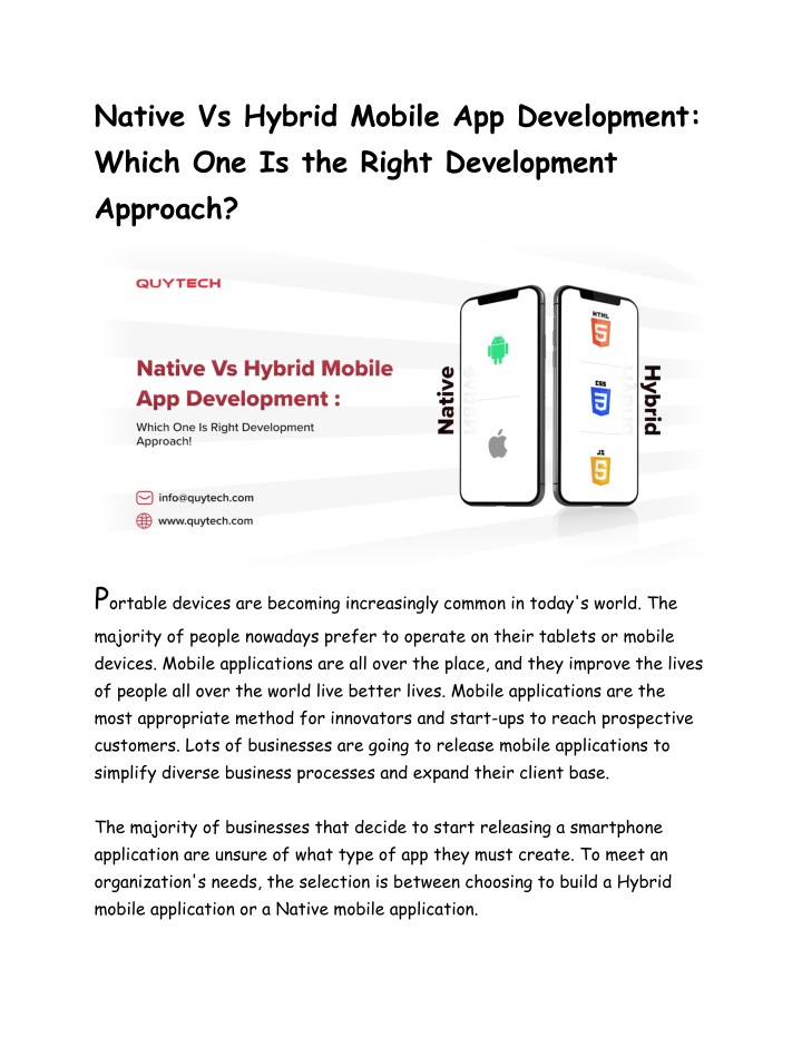 native vs hybrid mobile app development which