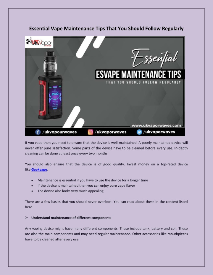 essential vape maintenance tips that you should