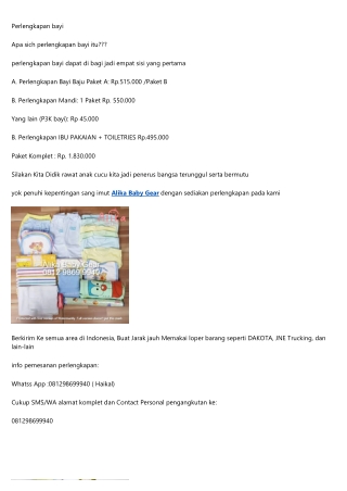Harga Perlengkapan Bayi Telp 0812 9869 9940