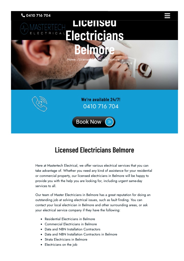 licensed electricians belmore home licensed