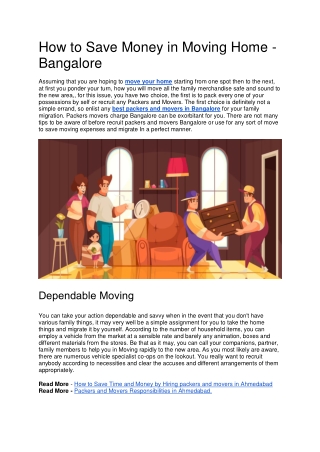 how to save money in moving home bangalore