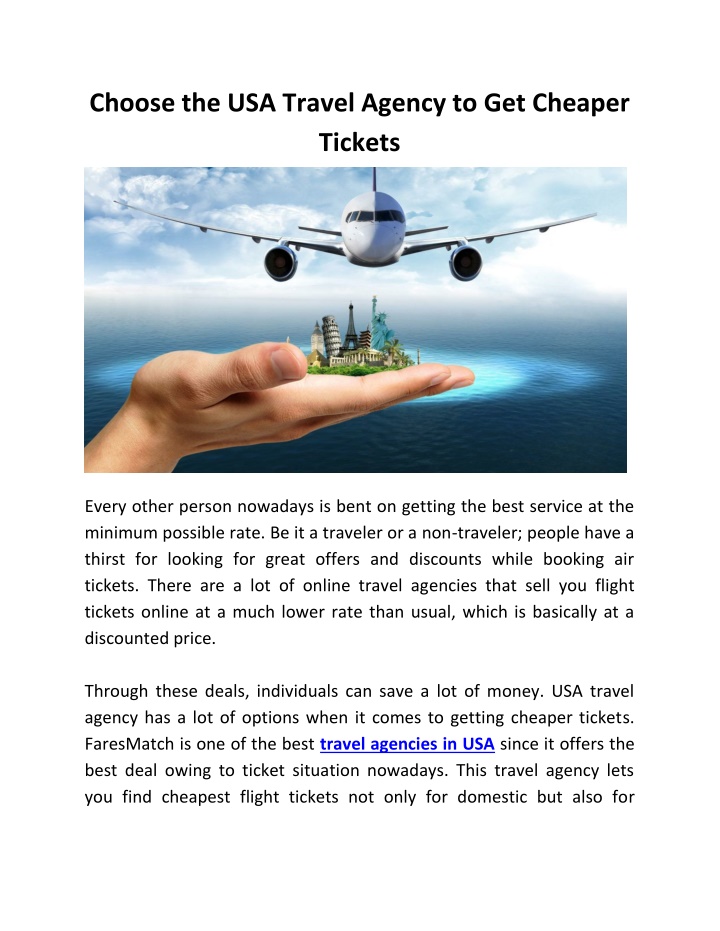 choose the usa travel agency to get cheaper