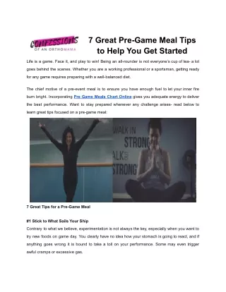 7 great pre game meal tips to help you get started