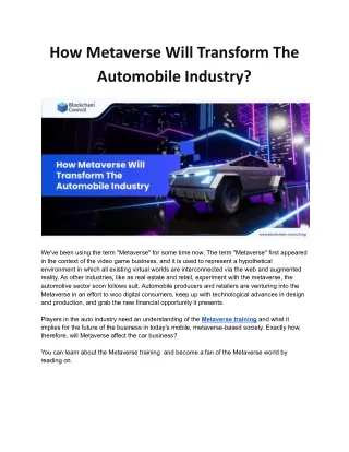 how metaverse will transform the automobile