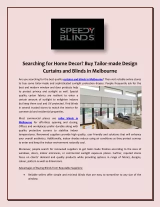 Searching for Home Decor Buy Tailor-made Design Curtains and Blinds in Melbourne