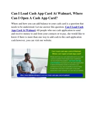 Can I Load Cash App Card At Walmart, Where Can I Open A Cash App Card?