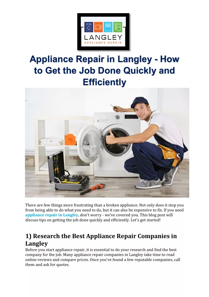 appliance repair in langley