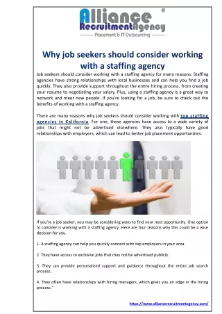 job seekers should consider working with