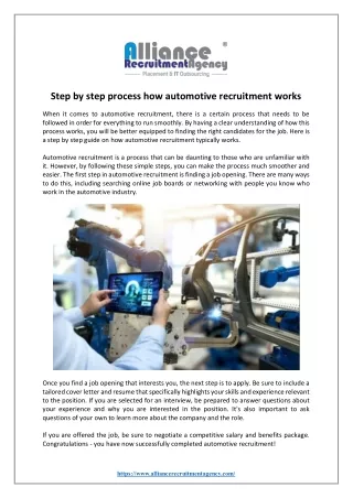 step by step process how automotive recruitment
