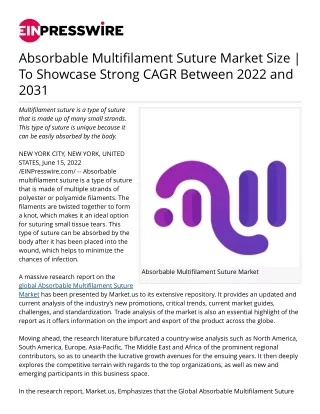absorbable multifilament suture market size