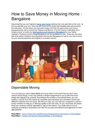 how to save money in moving home bangalore