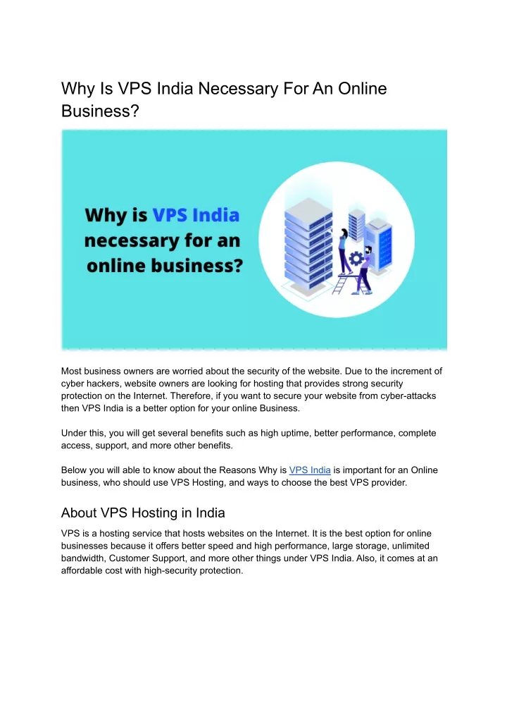 why is vps india necessary for an online business