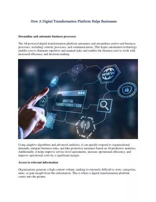 how a digital transformation platform helps