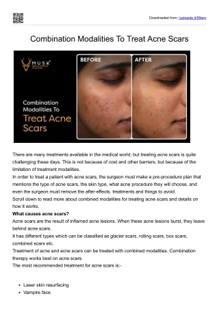 Combination Modalities To Treat Acne Scars