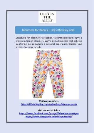Bloomers for Babies | Lillyinthealley.com