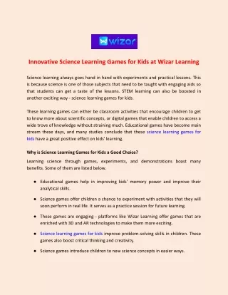 innovative science learning games for kids