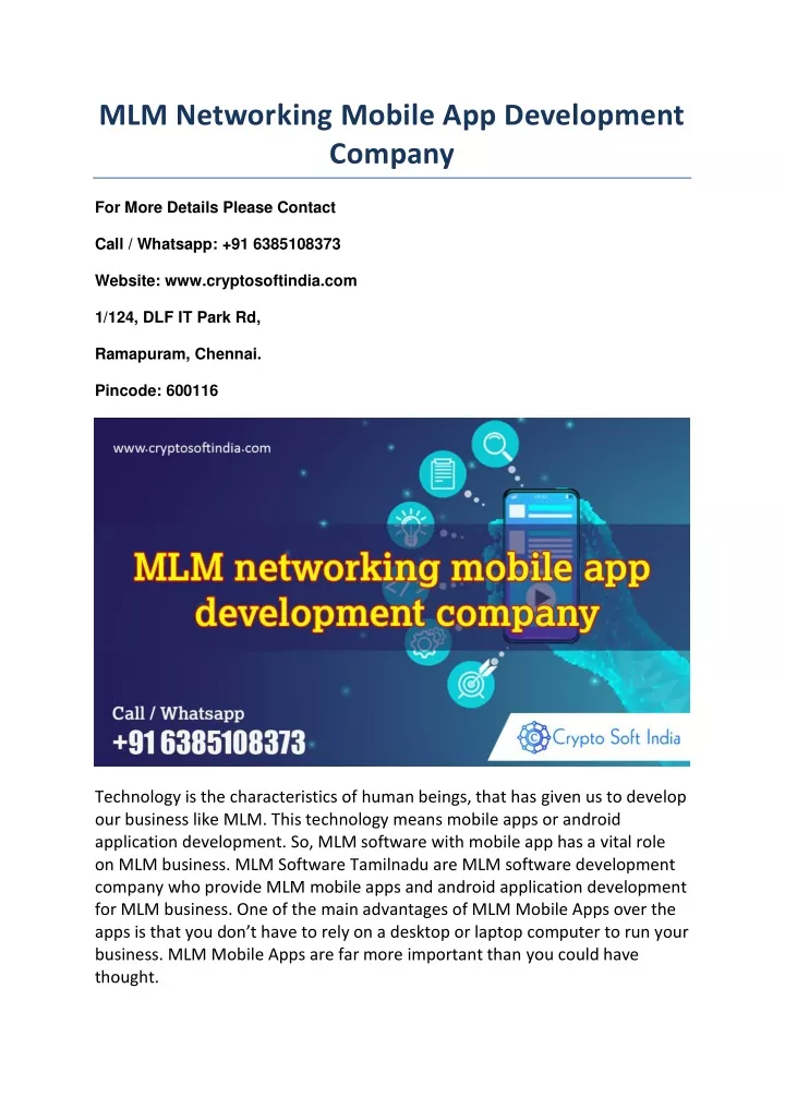 mlm networking mobile app development company