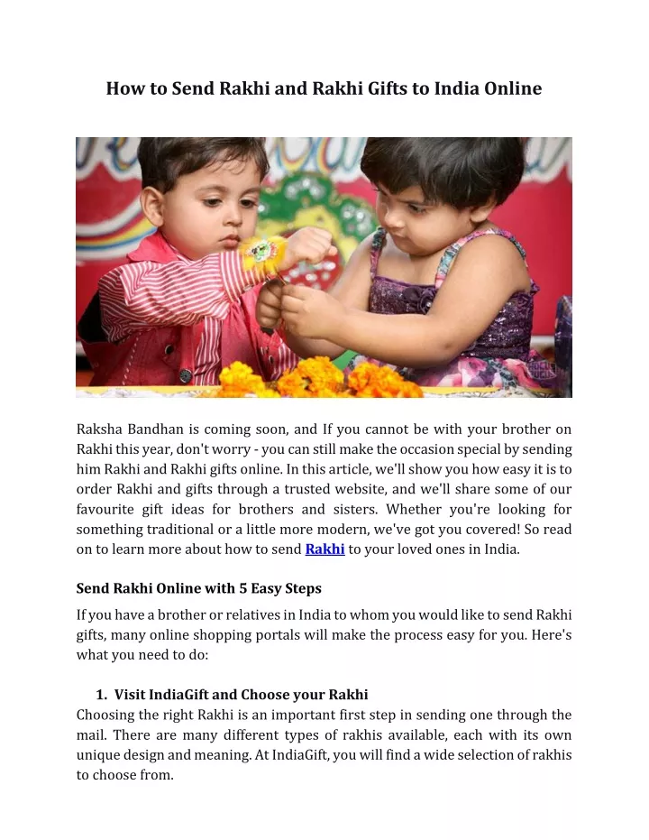 how to send rakhi and rakhi gifts to india online