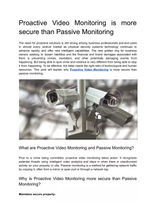 proactive video monitoring is more secure than