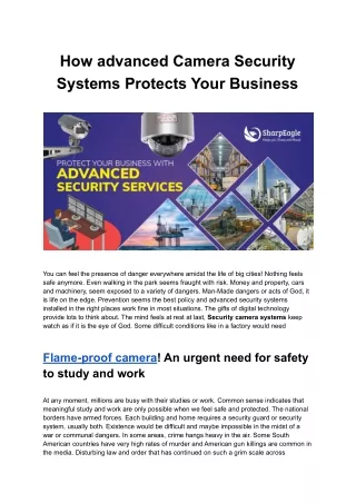 how advanced camera security systems protects