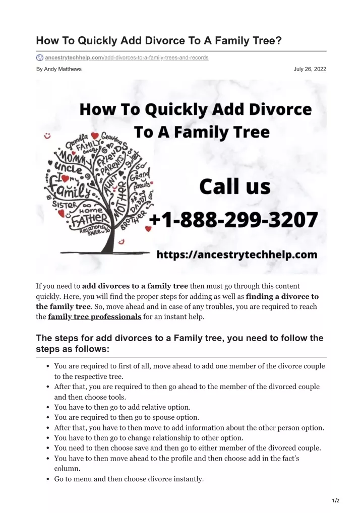 how to quickly add divorce to a family tree