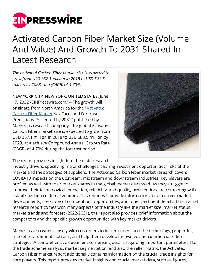 activated carbon fiber market size volume