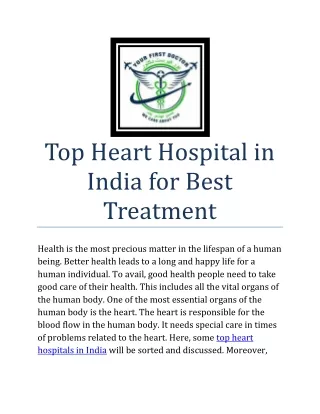 Top Heart Hospital in India for Best Treatment