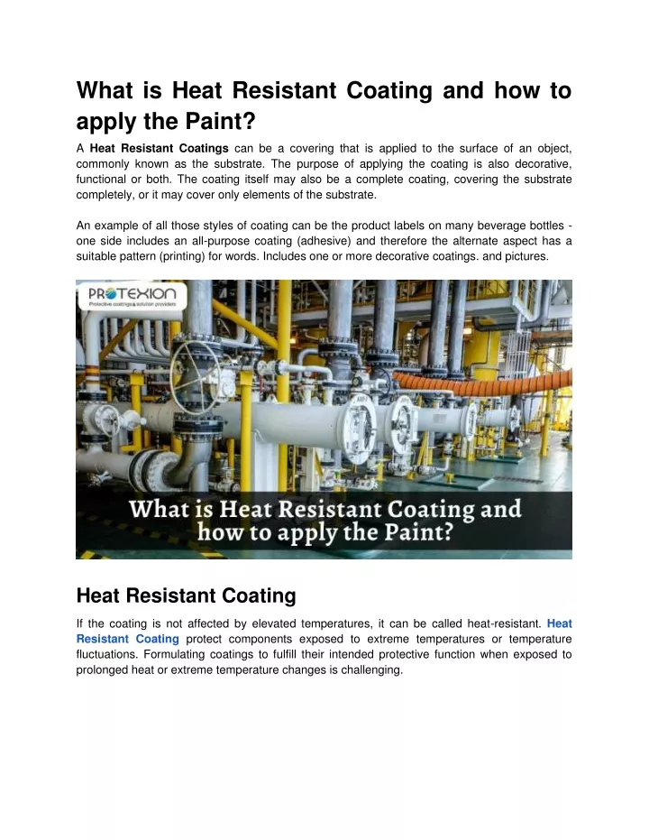 what is heat resistant coating and how to apply