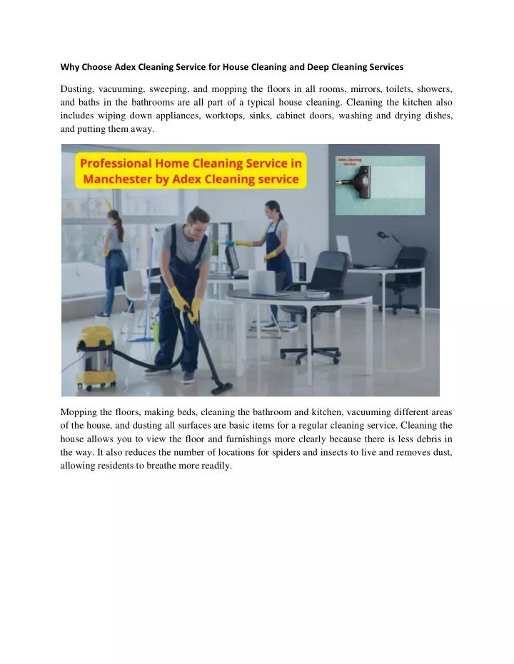 why choose adex cleaning service for house