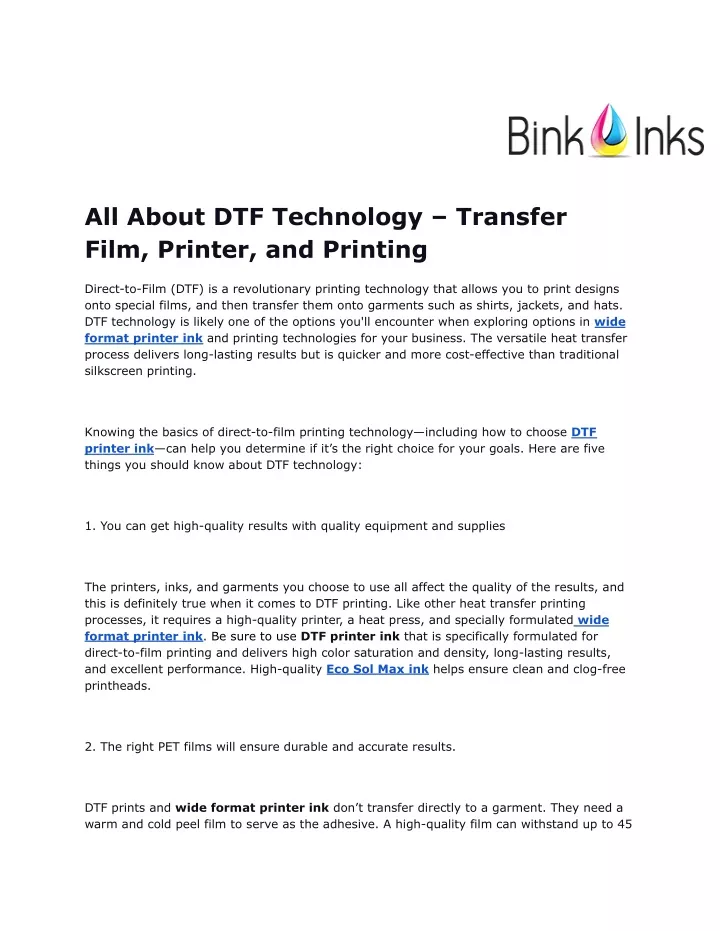 all about dtf technology transfer film printer