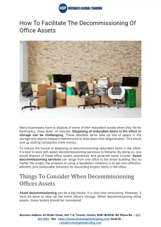 How To Facilitate The Decommissioning Of Office Assets