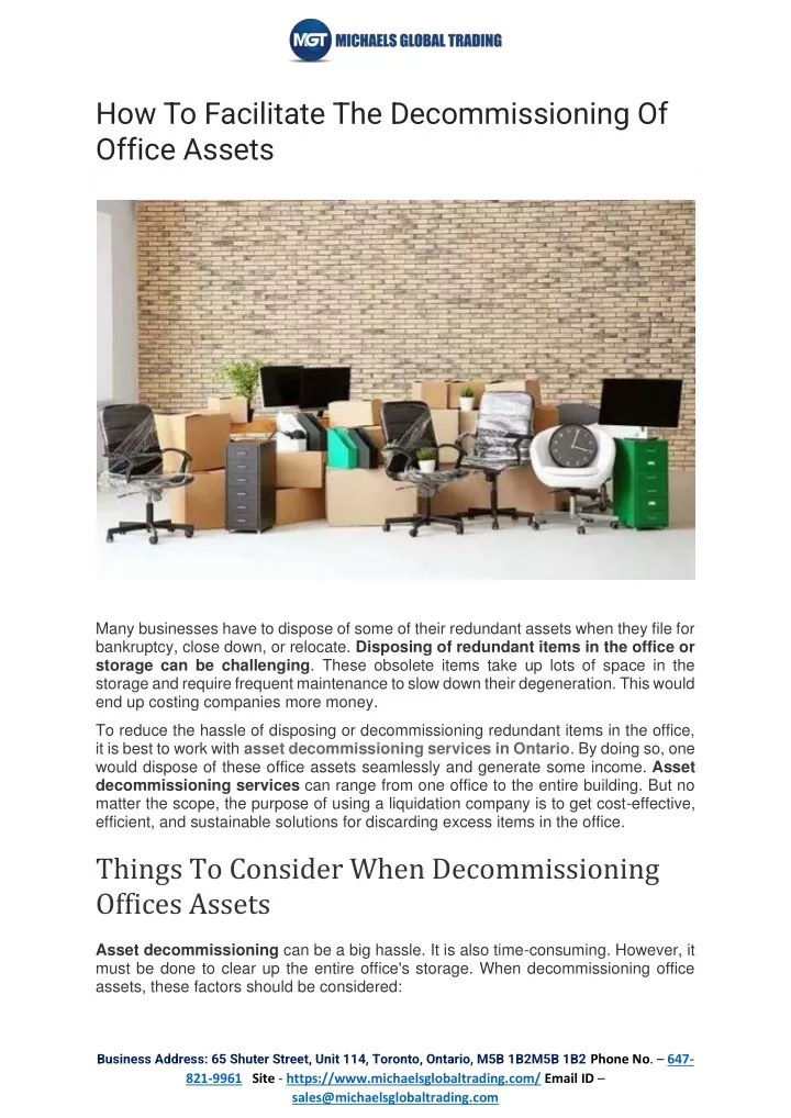 how to facilitate the decommissioning of office