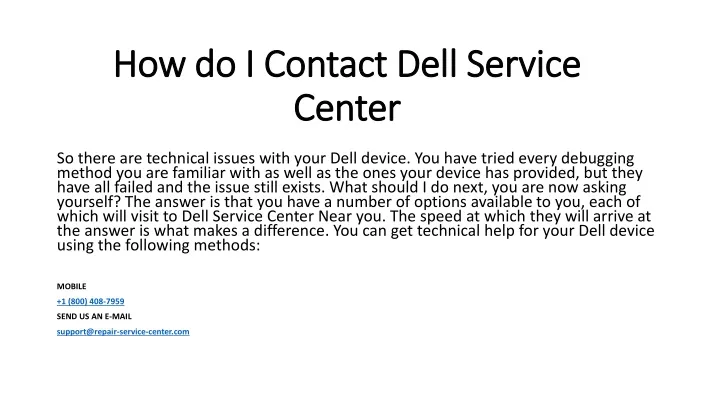 how do i contact dell service center