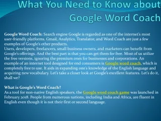 what you need to know about google word coach