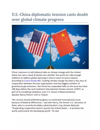 U.S.-China diplomatic tension casts doubt over global climate progress