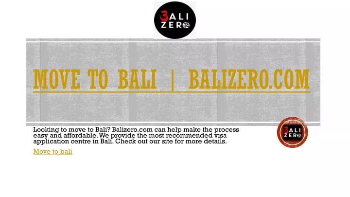 move to bali balizero com