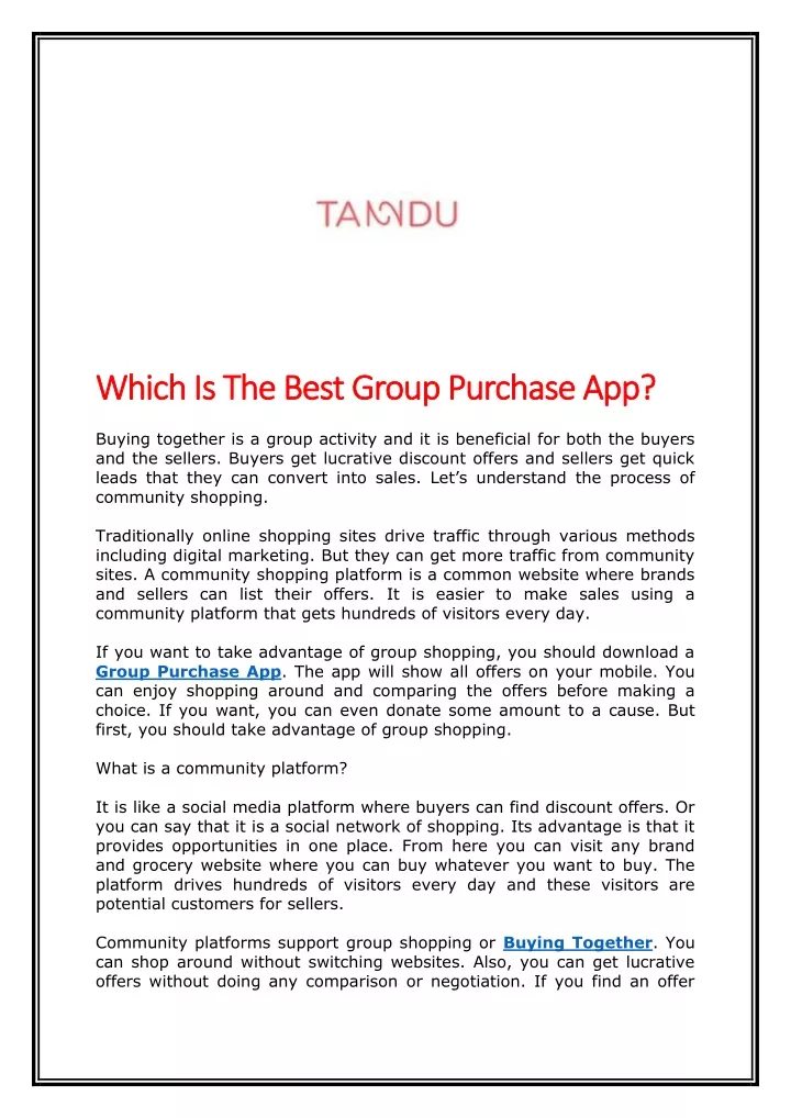 which is the best group purchase app which