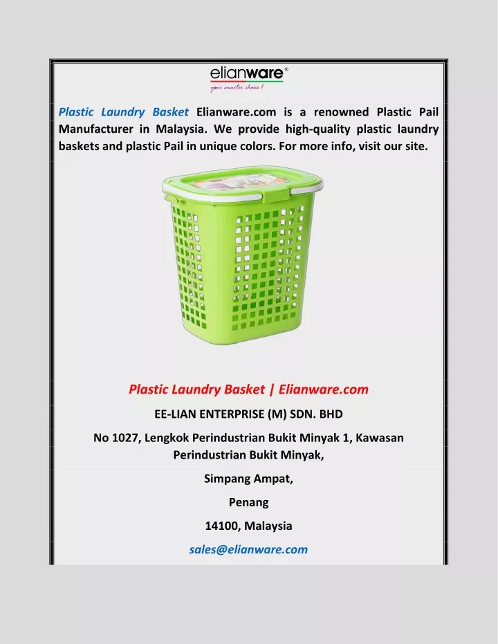 plastic laundry basket elianware