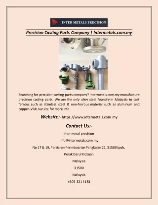 precision casting parts company intermetals com my