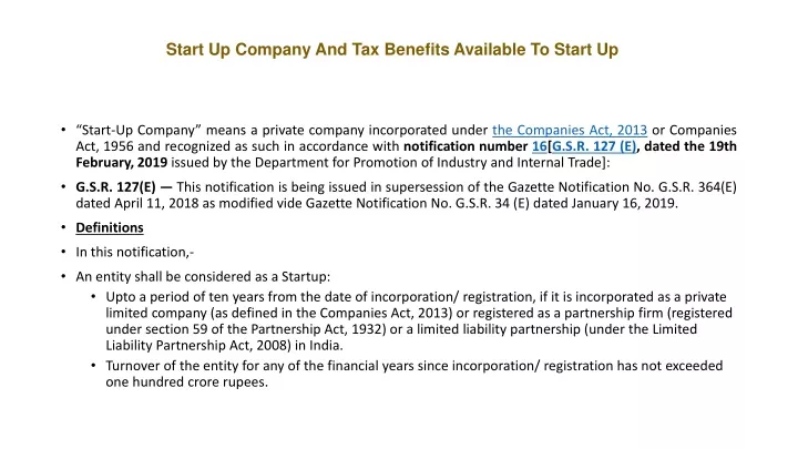 start up company and tax benefits available