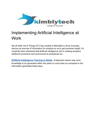 implementing artificial intelligence at work