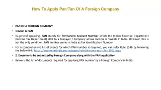 how to apply pan tan of a foreign company