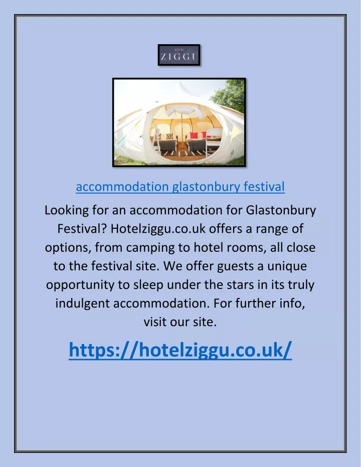 accommodation glastonbury festival