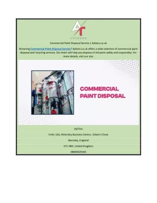 Commercial Paint Disposal Service | Ayitess.co.uk