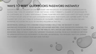 ways to reset quickbooks password instantly