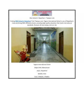 Cbse School in Rajasthan | Tisjaipur.com